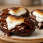 Air Fryer Date Smores served warm and melty on a rustic plate