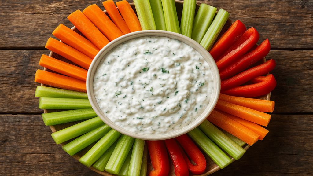 cottage cheese ranch dip with fresh vegetables