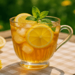 fresh dandelion tea recipe served hot with yellow flowers