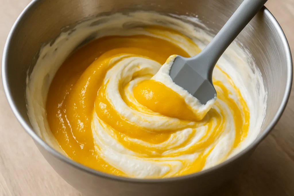 Fumang Propitious Mango Ice Cream: The Most Luxurious Mango Treat You’ve Never Tried 8 Folding mango into whipped cream for Fumang propitious mango ice cream