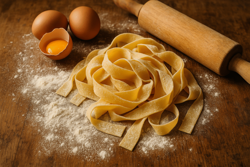 How to Master the Art of Pappardelle Pasta: A Deliciously Complete Guide 7 Fresh handmade pappardelle pasta ribbons on rustic kitchen table