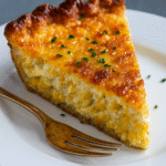 Cheddar Corn Pie: The Best Savory Pie That Blends Comfort and Flavor Perfectly 11 Cheddar corn pie in ceramic dish with golden crust and melted cheese