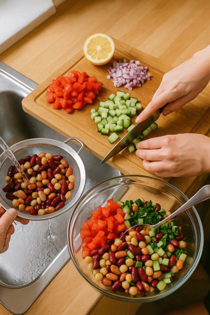 Dense Bean Salad: The Ultimate Protein-Packed Meal 9 Preparing dense bean salad step by step