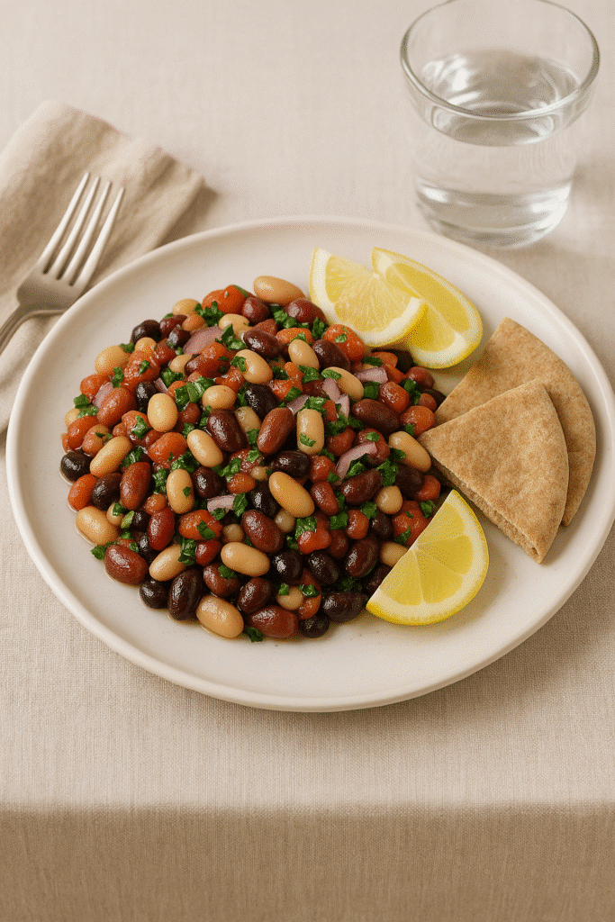 Dense Bean Salad: The Ultimate Protein-Packed Meal 10 Dense bean salad served with pita and lemon