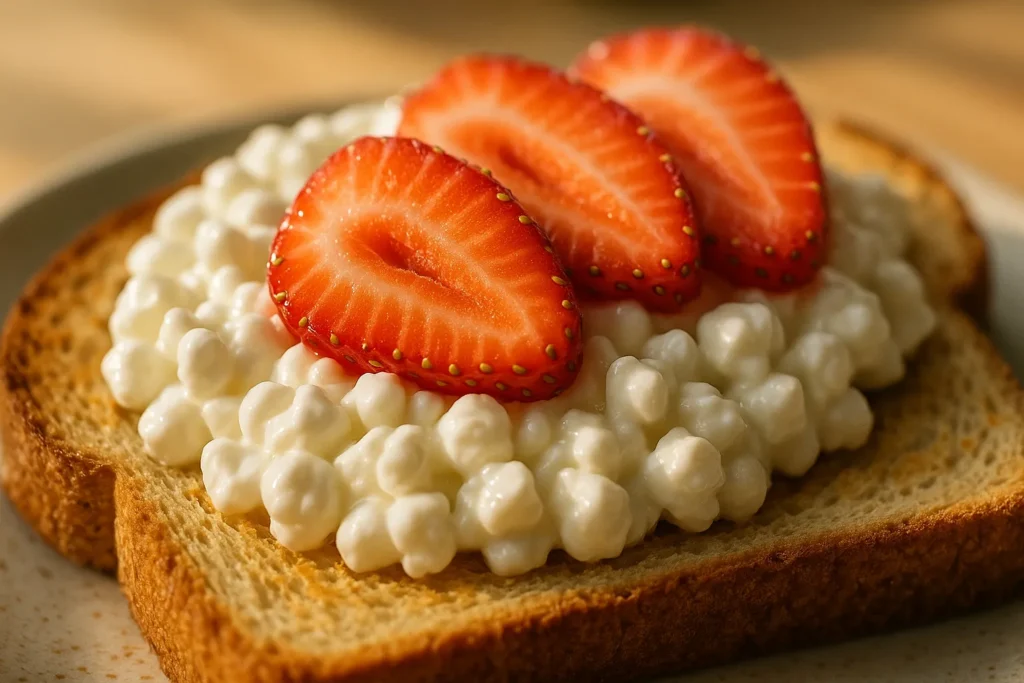 Lactose Free Cottage Cheese: The Best Dairy Option for Sensitive Stomachs 8 Lactose free cottage cheese on toast with strawberries