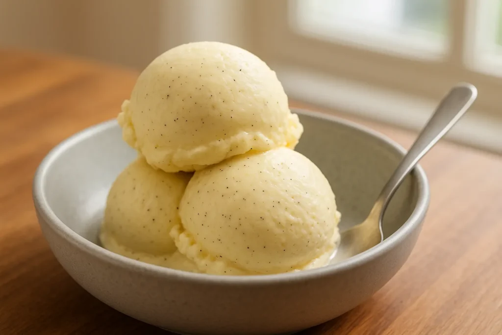 Ninja Creami Vanilla Ice Cream Recipe: The Best Creamiest Treat at Home 9 ninja creami vanilla ice cream recipe in a bowl