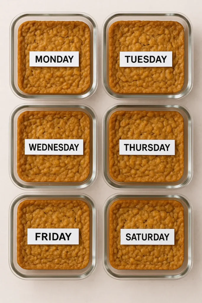 Protein Baked Oats That’ll Make You Jump Out of Bed 9 meal prep containers filled with protein baked oats