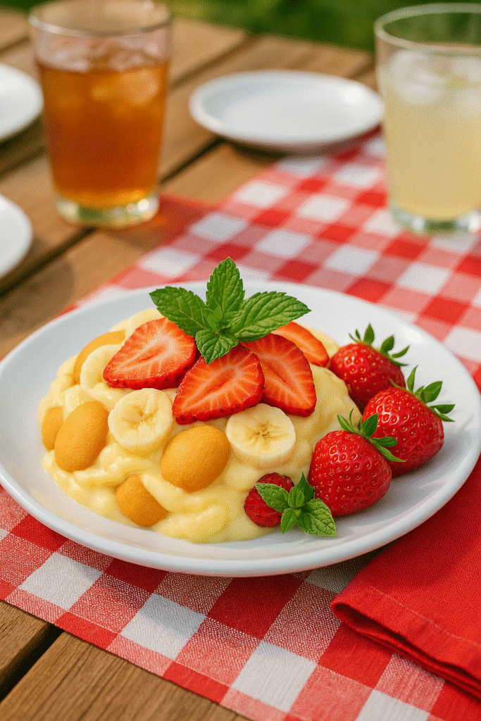 Strawberry Banana Pudding: The Ultimate Creamy Dessert Everyone Loves 11 Strawberry banana pudding served at a summer BBQ table