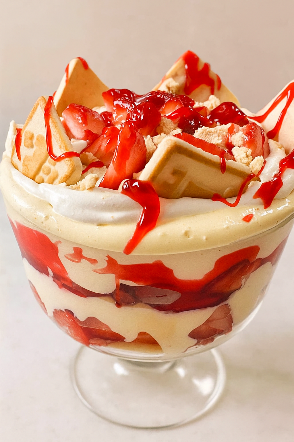 Strawberry banana pudding served at elegant cup