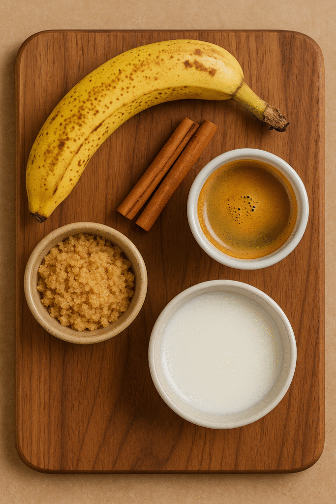 Banana Bread Latte: Your New Favorite Comfort Drink 7 Banana bread latte ingredients laid out