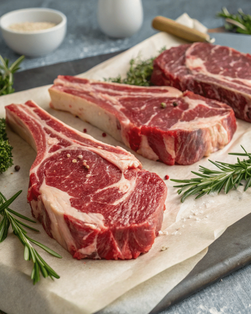 Bone In Ribeye Steak: The Ultimate Juicy Guide for Perfect Results 2 Raw bone in ribeye steaks with visible marbling