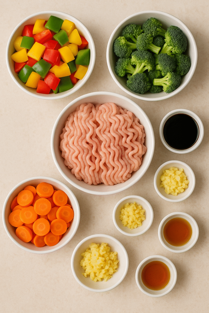 Ground Chicken Stir Fry: The Best Quick and Healthy Dinner Recipe 2 Ingredients for ground chicken stir fry on counter