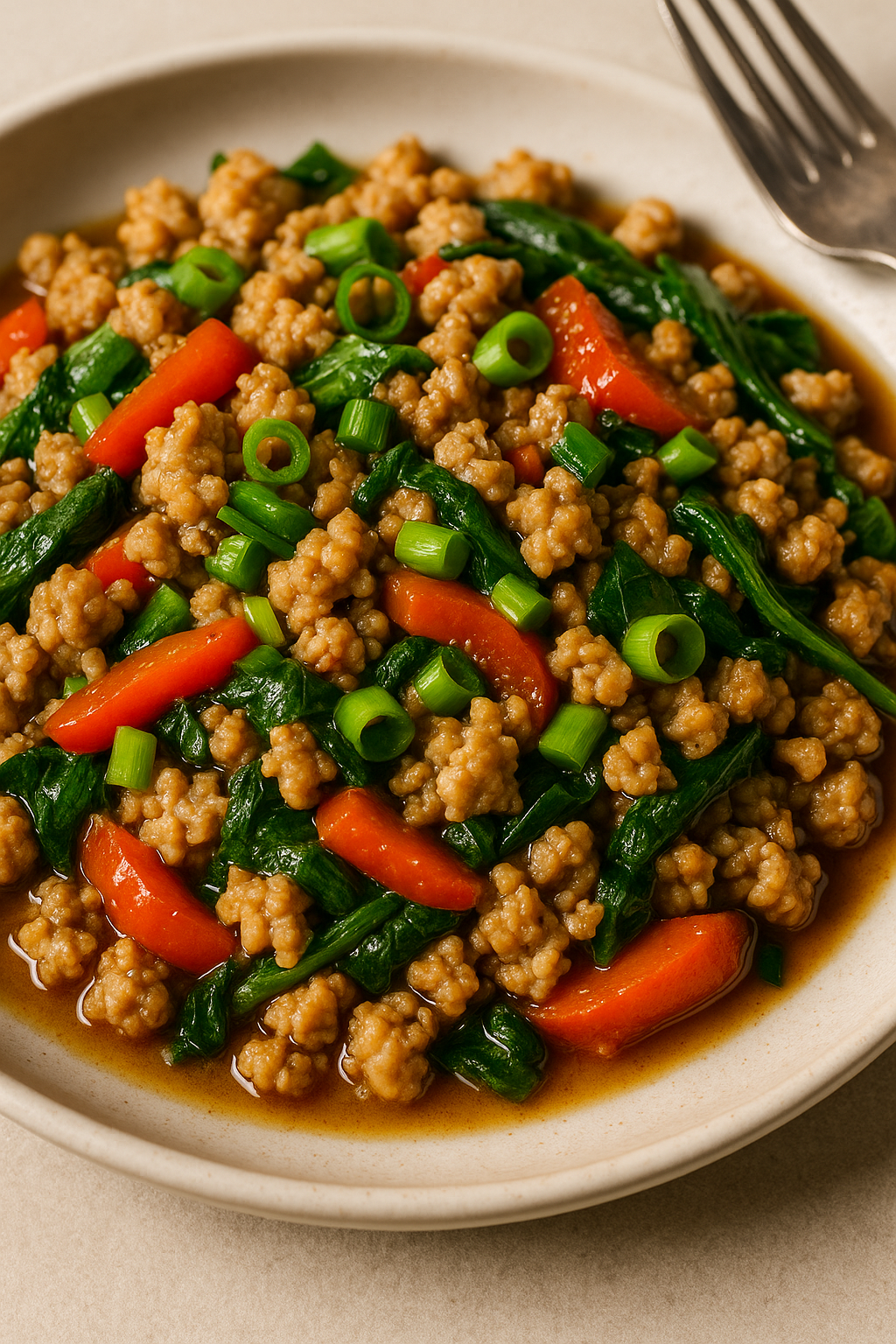 Ground Chicken Stir Fry: The Best Quick and Healthy Dinner Recipe 5 Ground chicken stir fry in wok with colorful vegetables and sauce
